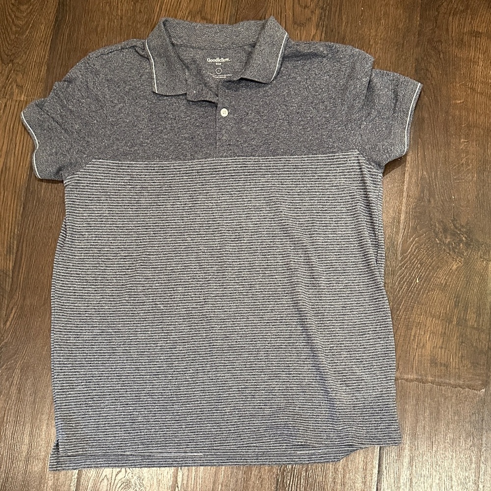 Goodfellow & Co Men's Charcoal and Gray Striped Polo Shirt